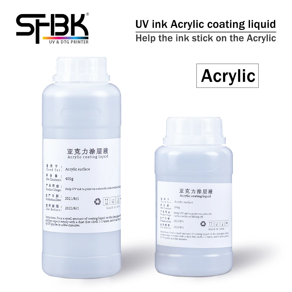 

UV ink Acrylic pretreatment coating liquid Helps the ink not fall off on the acrylic surface Waterproof and scratch-resistant
