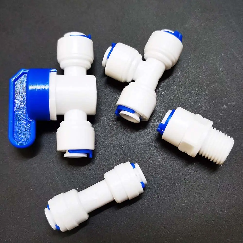 

100Pcs 1/4" OD Tube Pipe Fitting Blue Black Clip C-ring Hose locking Quick Connector Aquarium RO Water Filter Reverse Osmosis