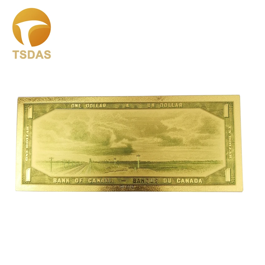 Цветные канадские банкноты 1 доллар золотые в 24K позолоченные для подарка 100