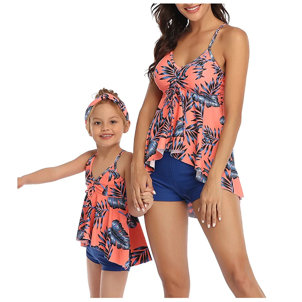 Женский купальник с принтом большие размеры купальные костюмы для мамы и дочки