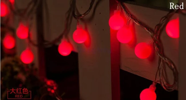 Red 10 м/20 м/30 м/50 м Светодиодные шаровые гирлянды, водонепроницаемые сказочные огни, многоцветная гирлянда для рождества, свадьбы, вечеринки, уличного украшения - Испускаемый цвет: Red