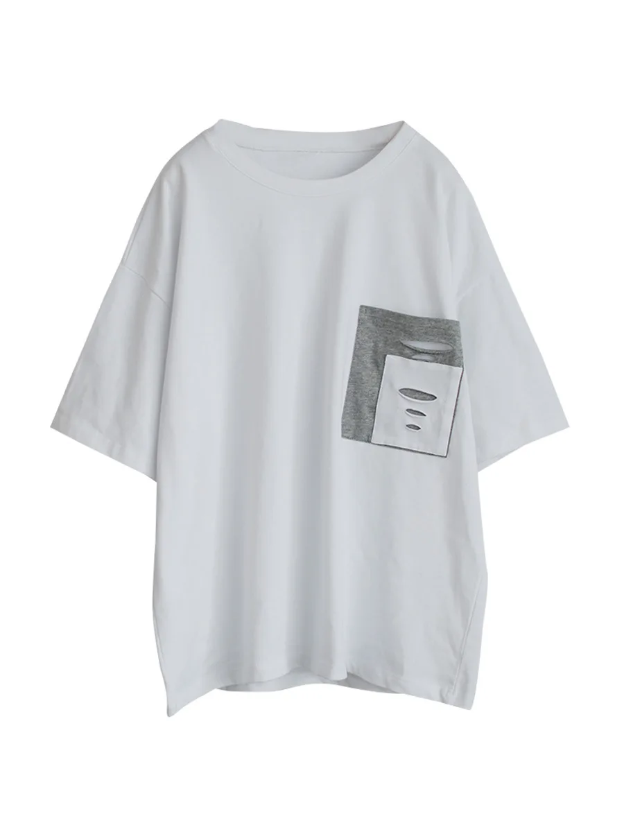 2020 модная летняя футболка для женщин Свободные все-матч футболки с круглым