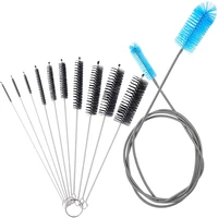 promotion aquarium filter brush set flexible double ended bristles hose pipe cleaner with stainless steel long cleaning brush