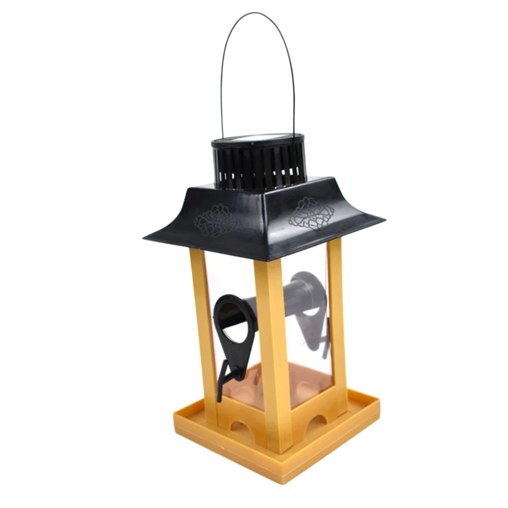 

Outdoor Garden Caged Hanging Bird Feeder Balcony Outside with Solar LEDs