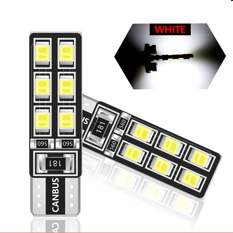 1 шт. T10 W5W Автомобильный светодиодный светильник CANBUS 12 свет 3528 SMD габаритная лампа для чтения 194 168 2825 сигнальная лампа белого цвета 12 В