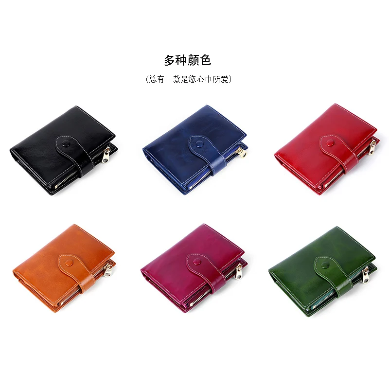 Женский кошелек из натуральной кожи в стиле ретро короткий корейский тренд