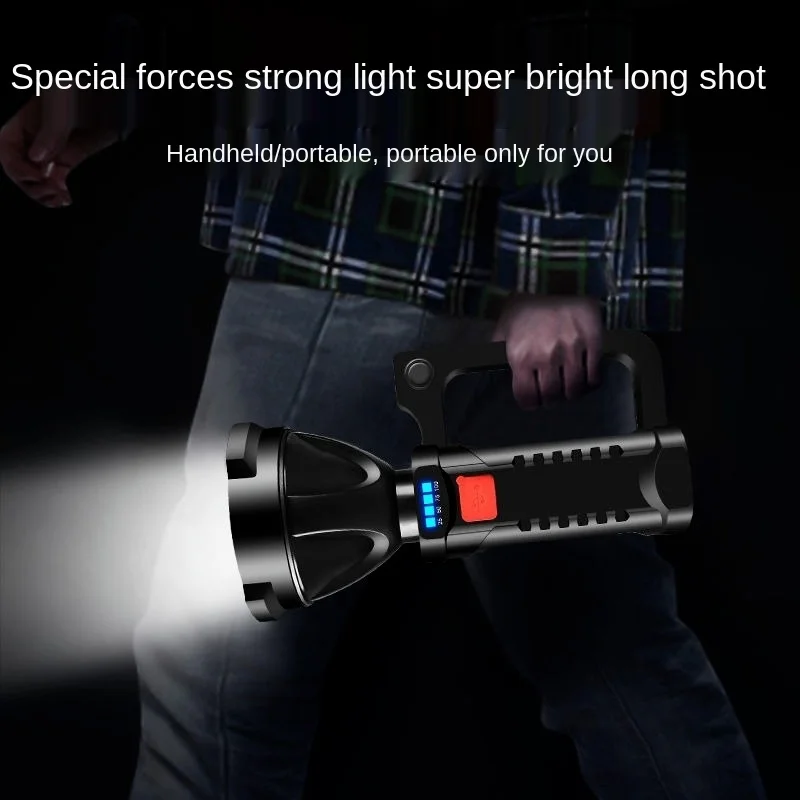 flashlight strong light rechargeable outdoor ultra bright long range portable searchlight with treasure function hernia lamp free global shipping