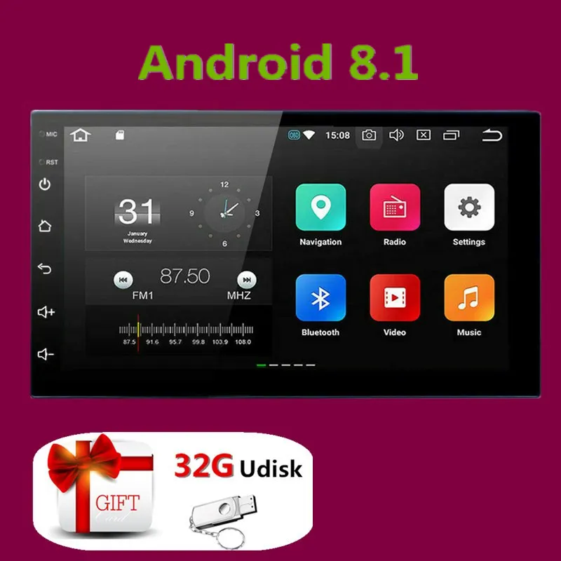 2 Din мультимедиа для Android плеер gps навигация HD автомобильное радио Wi-Fi USB FM 2Din
