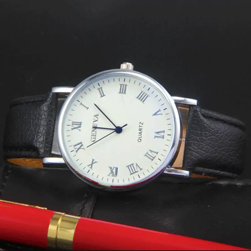 

Business Minimalist Men's Watches Quartz Watch Leather Wristwatch Brand Simple Roman Numerals Watch Clock Relogio Masculino