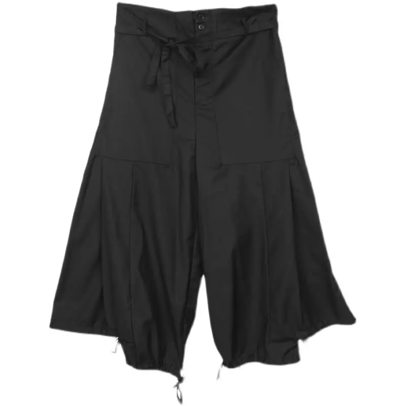 

XITAO Black Pants Fashion New Women Bandage Pocket Goddess Fan Casual Style 2021 Summer Elegant Loose Full Length Pants WLD6277