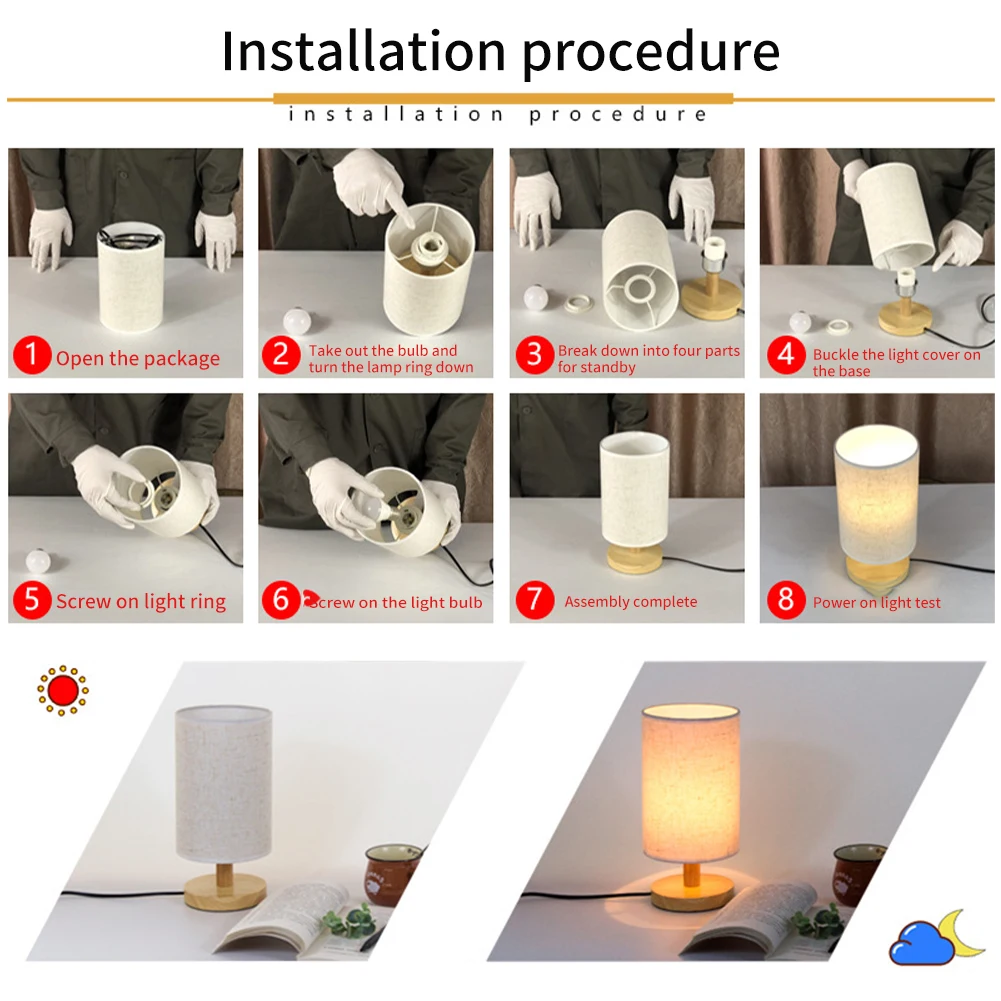 

Linen Fabric Stand Led College Dorm Modern Bedside Office Round Home Decor Living Room Simple Table Lamp USB Port Night Light