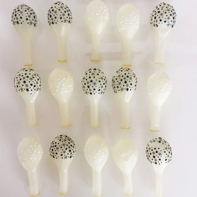 10 шт. 12-дюймовые прозрачные черно-белые латексные воздушные шары со звездами