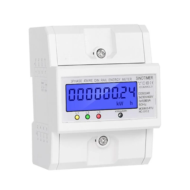 

3 Phase 4 Wire New Original Energy Meter Volt Current Frequency Meter Multifunction LCD Digital Display DIN Rail Power Meter