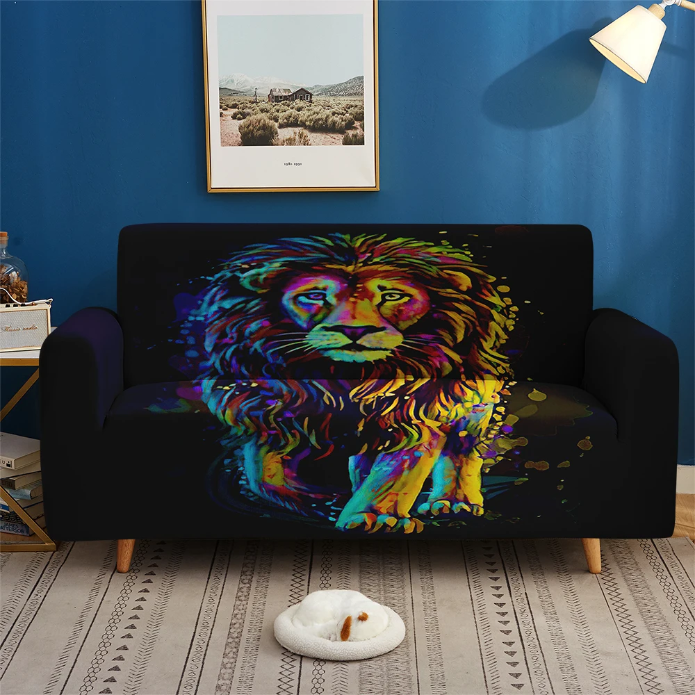 

Furniture Custom Decor 3D Print Jungle Wild Animals Sofa Cover Elastic Couch Tiger Sofa Set For Living Room 1/2/3/4-seater