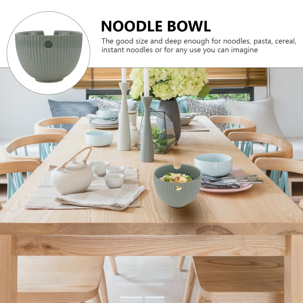

1Pc Ceramic Noodle Bowl Multi-function Ramen Bowl Practical Instant Noodle Bowl