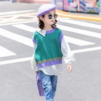 knitting children clothes spring summer girls blouses shirts kids teenagers outwear breathable high quality