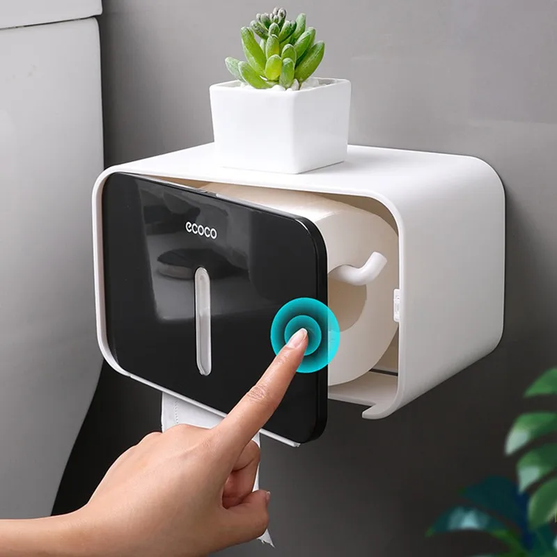 

ECOCO Waterproof Tissue Box Wall Mounted Paper Roll Holder Paper Dispenser for Hotel Home Bathroom Kitchen Toilet Decorations