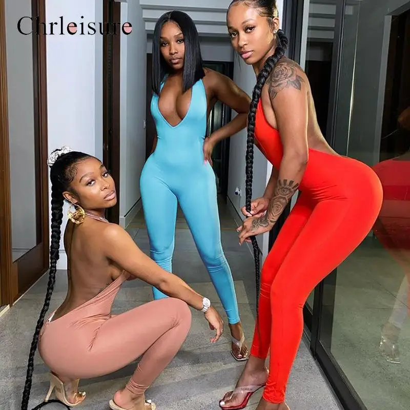 Однотонный комбинезон женские облегающие Комбинезоны для фитнеса сексуальные