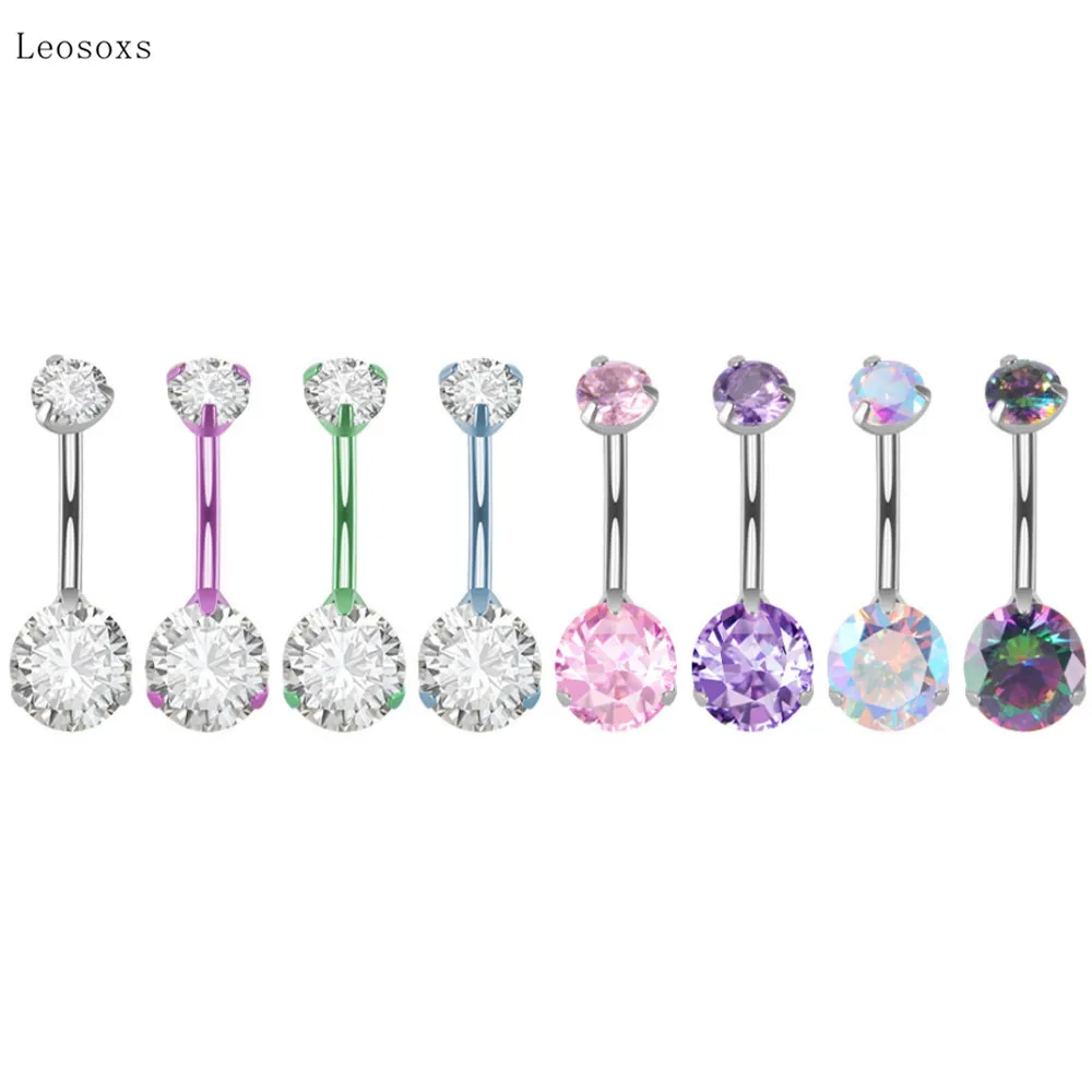 

Leosoxs 1pcs Explosive Personality Three-grabbing Zircon Belly Button Ring Exquisite Piercing Jewelry