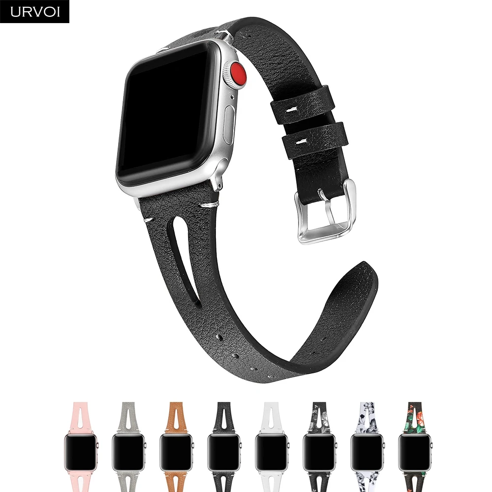 Кожаный ремешок URVOI для apple watch серии 4 3 2 1 iwatch 40 мм 44 модель дизайн т отверстие кожа