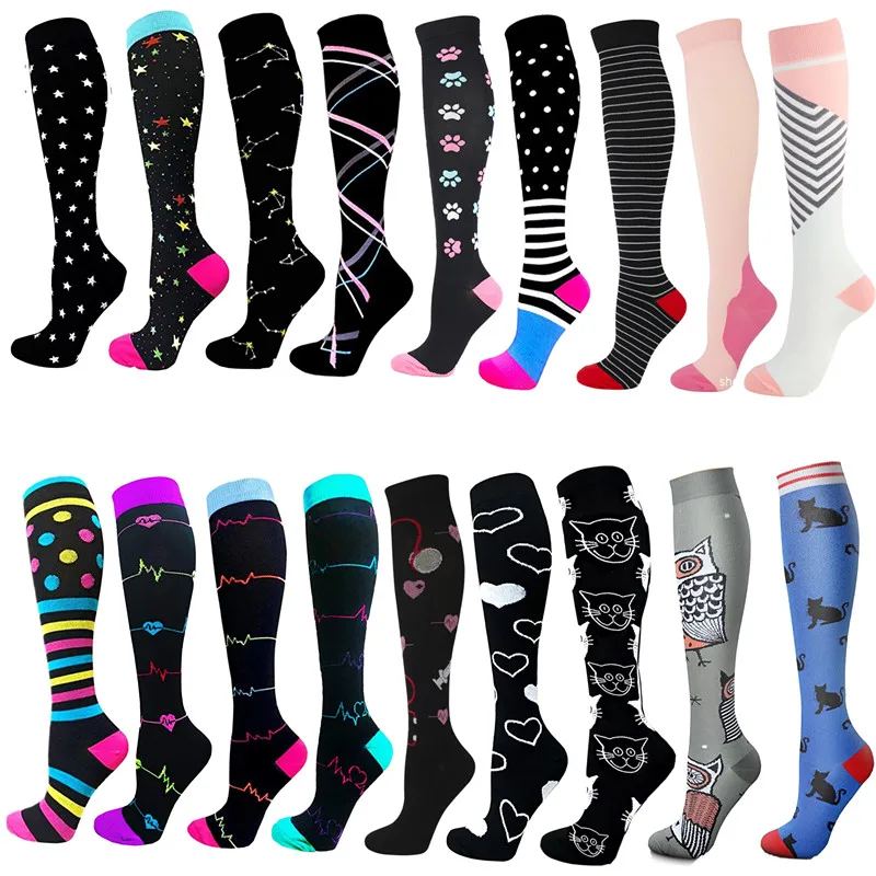 

Compression Socks Men Women Black Star Heart Shape Animal Golfs Tube Outdoor Running Anti-slip Long Tube Socks For Male Travel