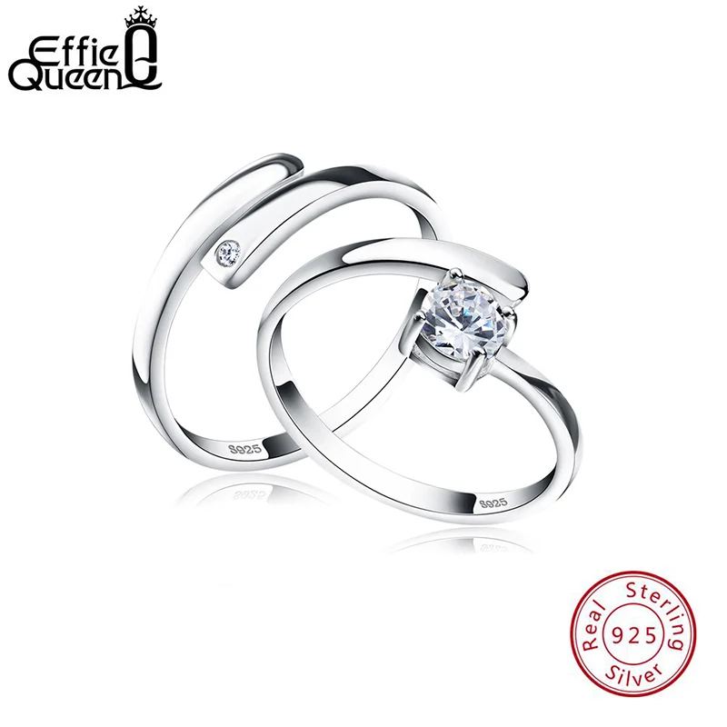 Effie queen S925 Серебряное кольцо для пары с изменяемым именем для женщин и мужчин, циркониевое кольцо для рукоделия, обручальное ювелирное изделие TSR22