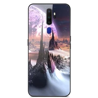 for oppo a11x phone case tempered glass case back cover with black silicone bumper star sky pattern