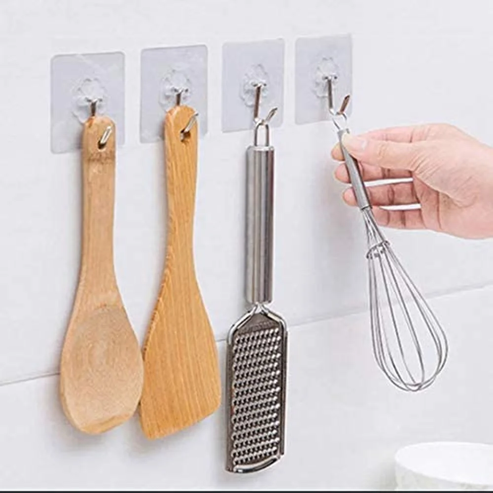 

Adhesive Hooks for Hanging 10 Pack Heavy Duty Wall Hooks 22 Lbs Towel Hook Waterproof Transparent Hooks for Keys Bathroom