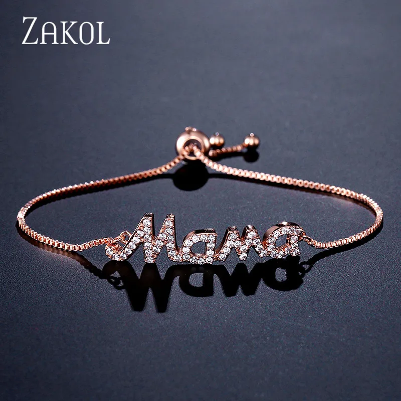 ZAKOL новый модный браслет с подвесками Мама Для женщин и регулируемый Pulseras Mujer