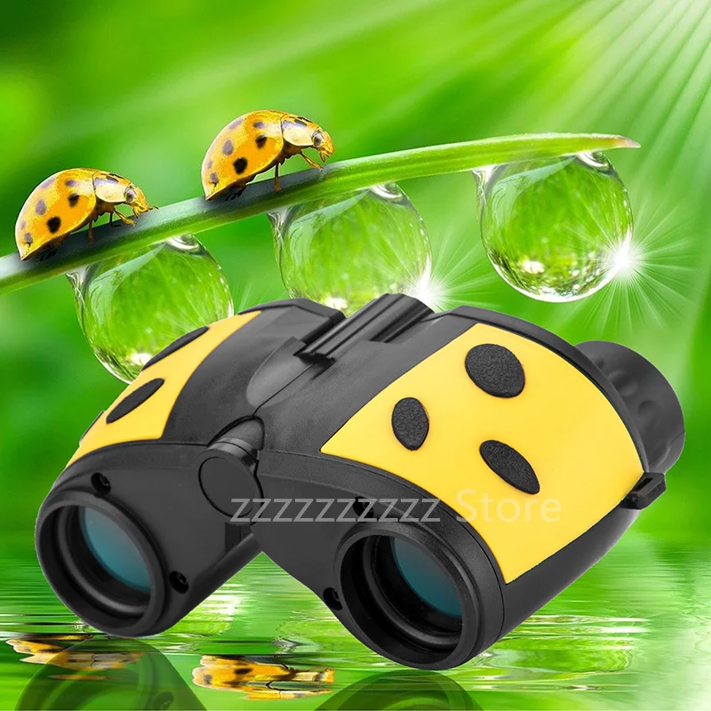 

8X22 Children's Binoculars Adjustable Ladybug Design Cute Binoculars Mini Rubber Waterproof Children's Toy Telescope