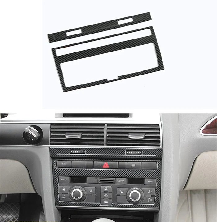 Carbon fiber Car Styling For Audi A6 C5 C6 Dashboard Keyhole Decorative Frame Air Vents Panel Covers Carbon Fiber Stickers Trim Accessories - Название цвета: Carbon fiber