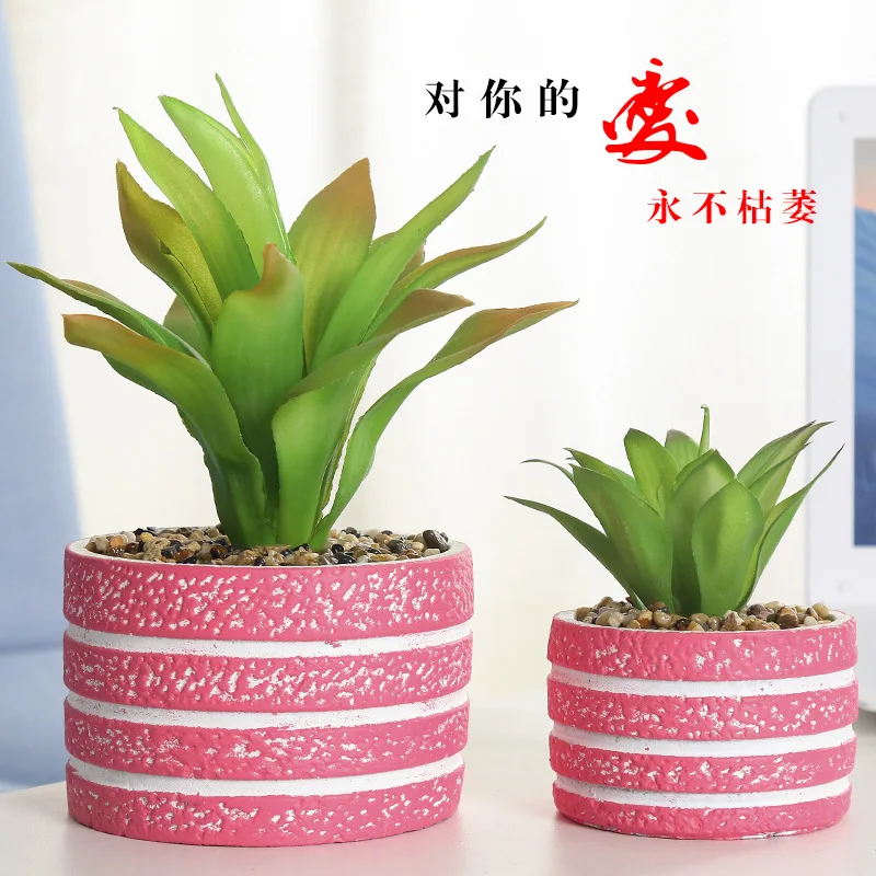 

Fresh Ins Decorative Small Ornaments Fake Succulent With Flowerpot Artificial Succulent Pant Grass Bonsai For Home Decorations