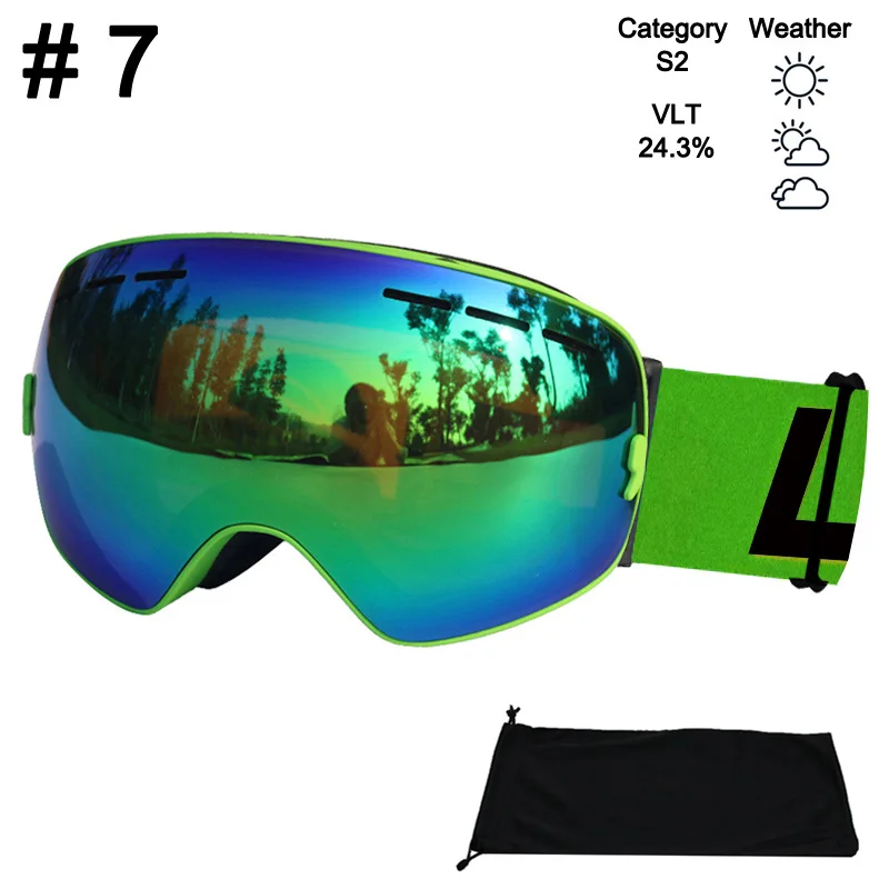 Color 7 Glasses LOCLE сферические лыжные очки Анти-туман двухслойные UV400 большие Лыжные маски сноуборд очки профессиональные лыжные очки - Цвет: Color 7 Glasses