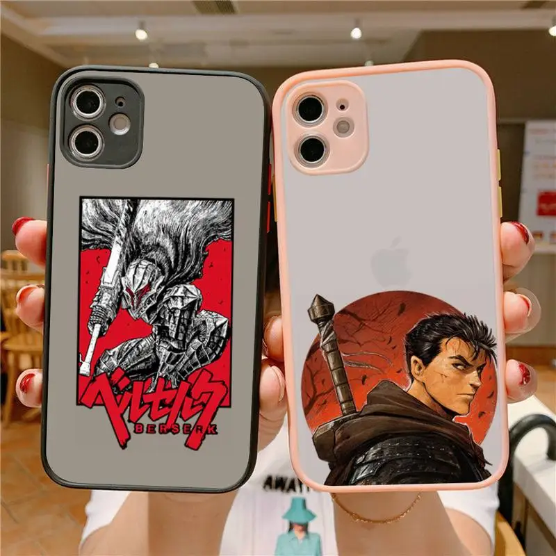 

Berserk Guts Anime Phone Case For iphone 12 11 13 Pro Max X XS Max XR 7 8 6 Plus 12mini Translucent Matte Shockproof Case
