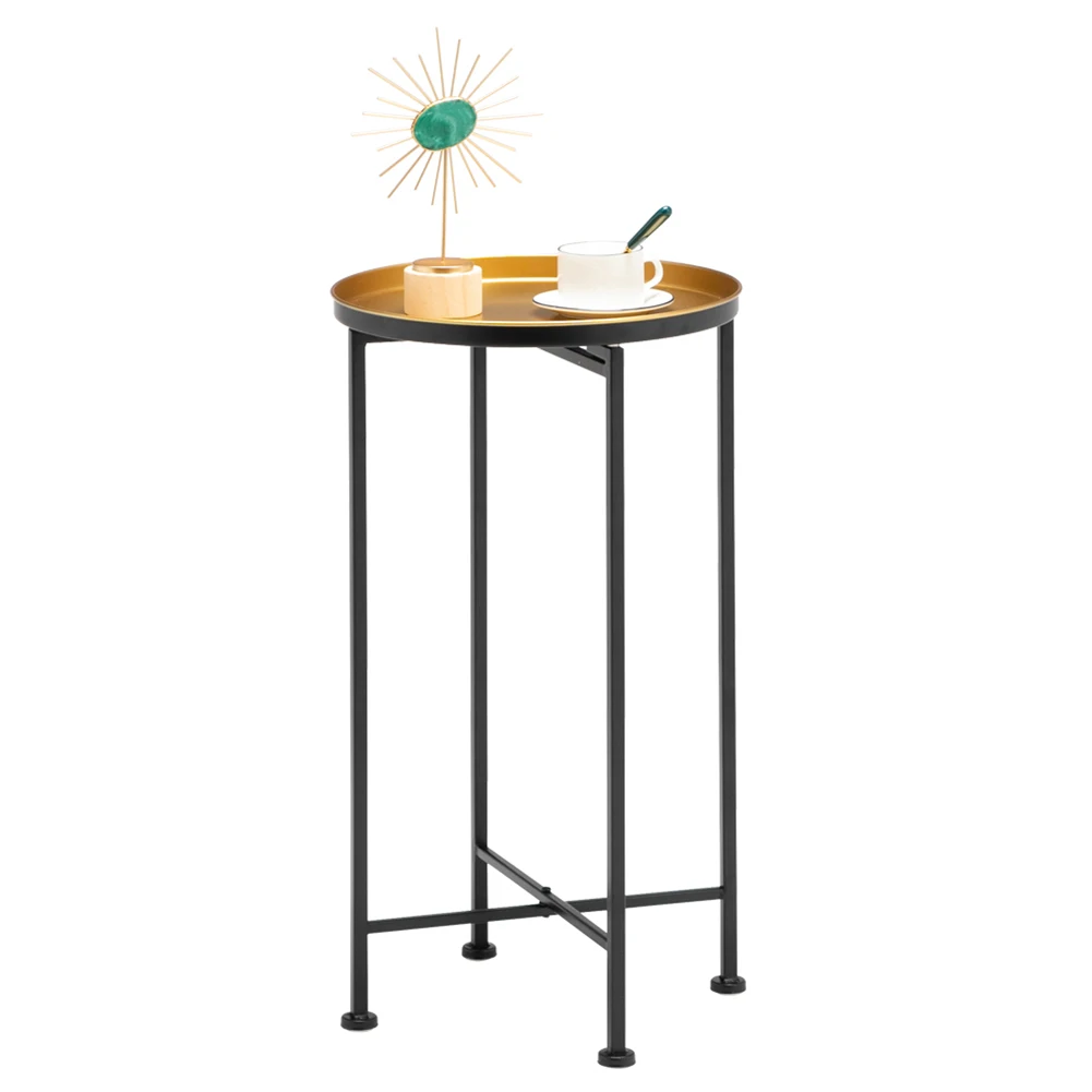 

Modern Simple Bedroom Iron Tea Table Living Room Small Round Corner Sofa Side Table Balcony Double Layer Desk End Able