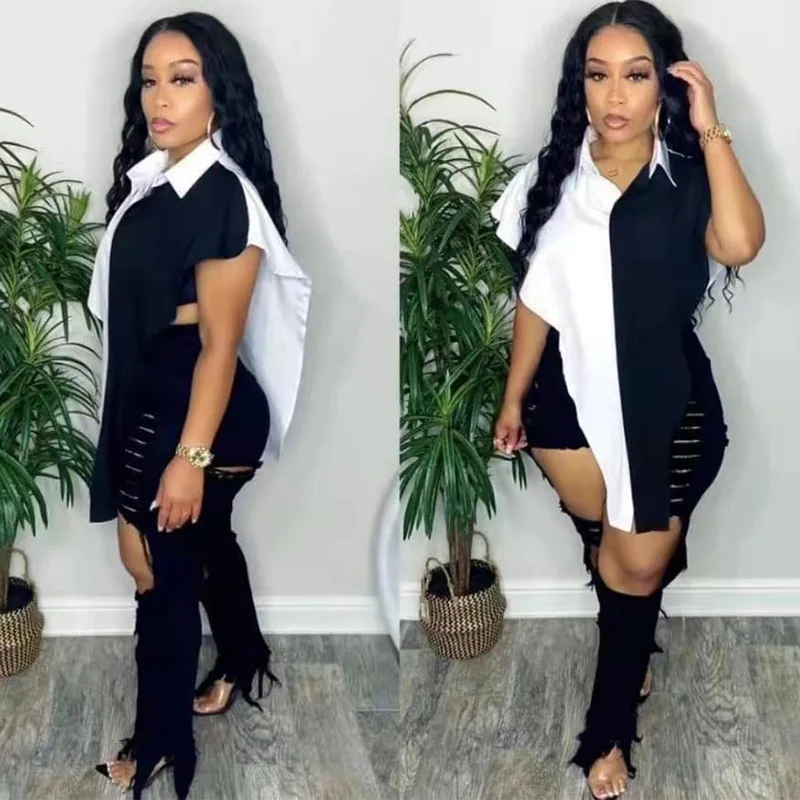 

Casual Single Breasted Sleeveless Irregular Vest Shirt Women Autumn Fashion Turn Down Collar Patchwork Loose Tank Tops Blouse