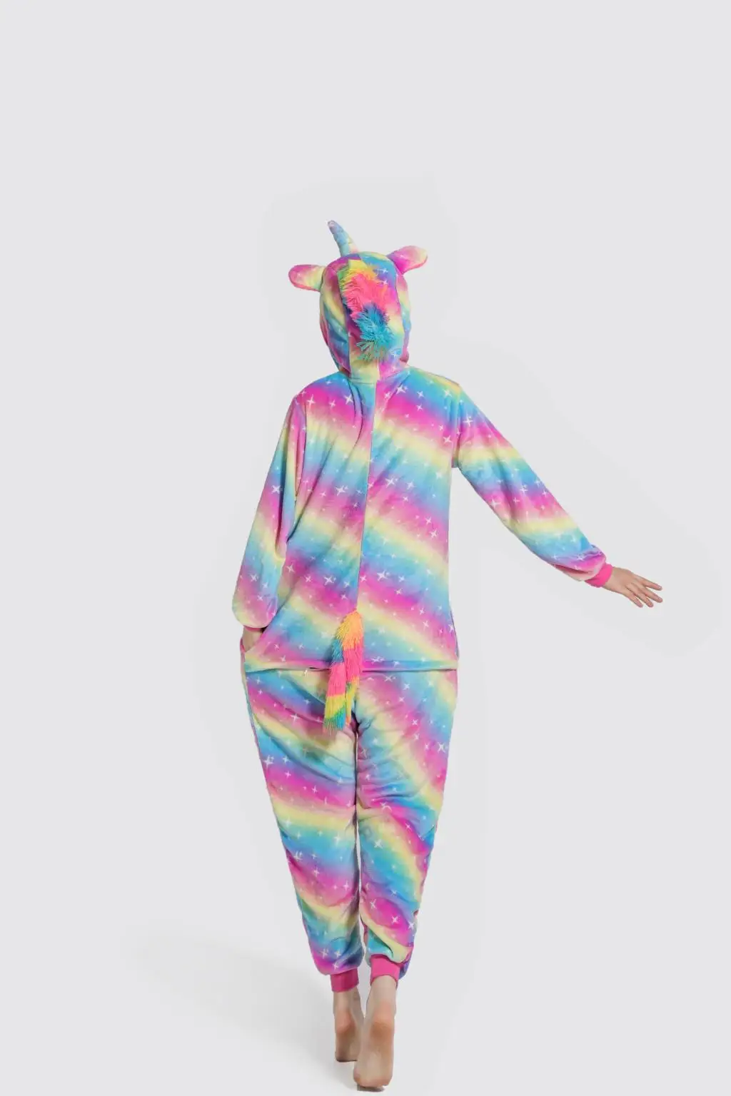 Пижама женская с радужным единорогом для взрослых комбинезон капюшоном в виде