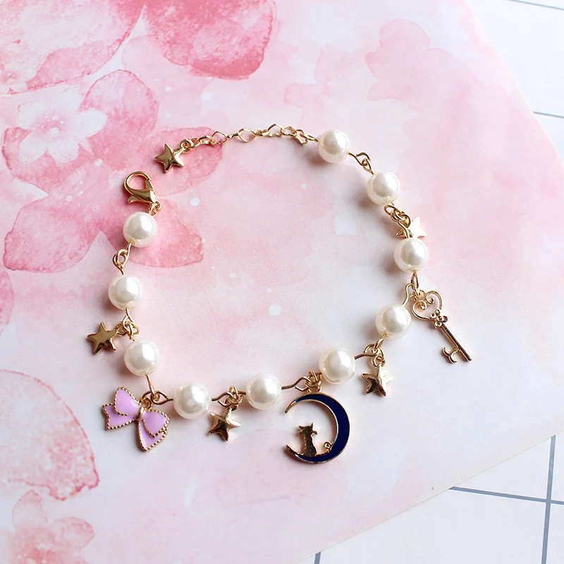 2020 Sailor Moon Bracelet Blue Sweet Romantic Pink Bow Pendant Accessories Cute Girl Jewelry | Украшения и аксессуары
