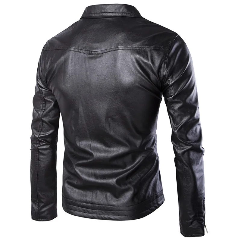 

motorcycle PU New leather male personality zipper leather jacket,fashion youth cycling jacket large size solid color jacket male