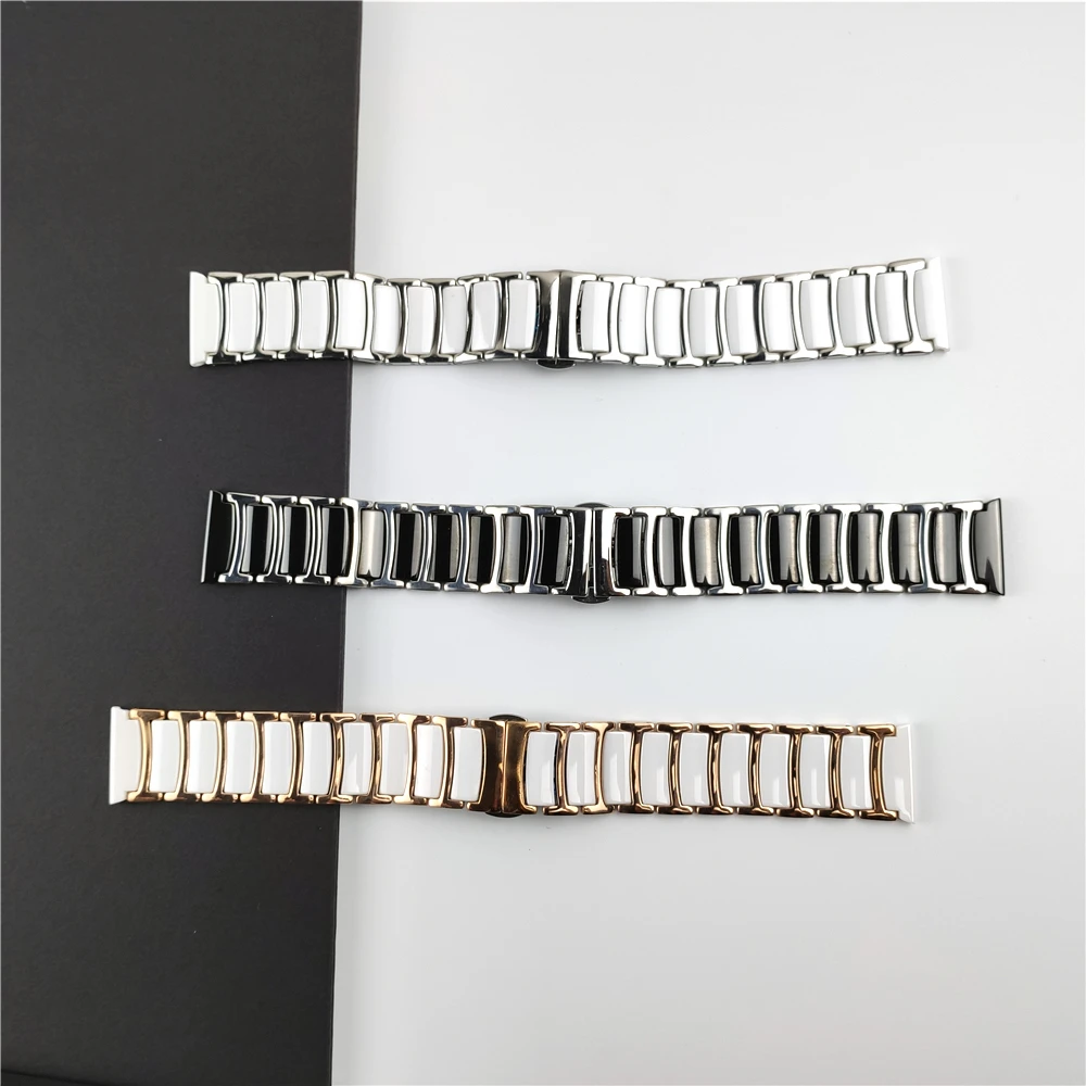 

For 2020 Samsung Galaxy Watch 3 41mm 45mm Band 22mm 20mm Quick Release Stainless Steel Ceramics Luxury Strap Active 2 40mm 44mm