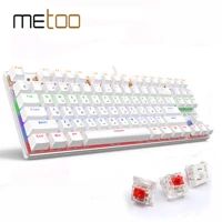 metoo 87104keys wired gaming mechanical keyboard russianspanish led backlight for gamer laptop computer