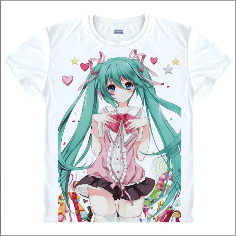 18 Новинка, футболка vocaloid Hatsune Miku, аниме, известная японская анимация, новинка, летняя мужская футболка, карнавальный костюм, Милая футболка - Цвет: 18