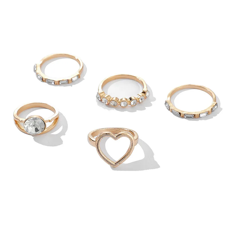 Набор женских колец в европейском и американском стиле набор из 5 простых модных