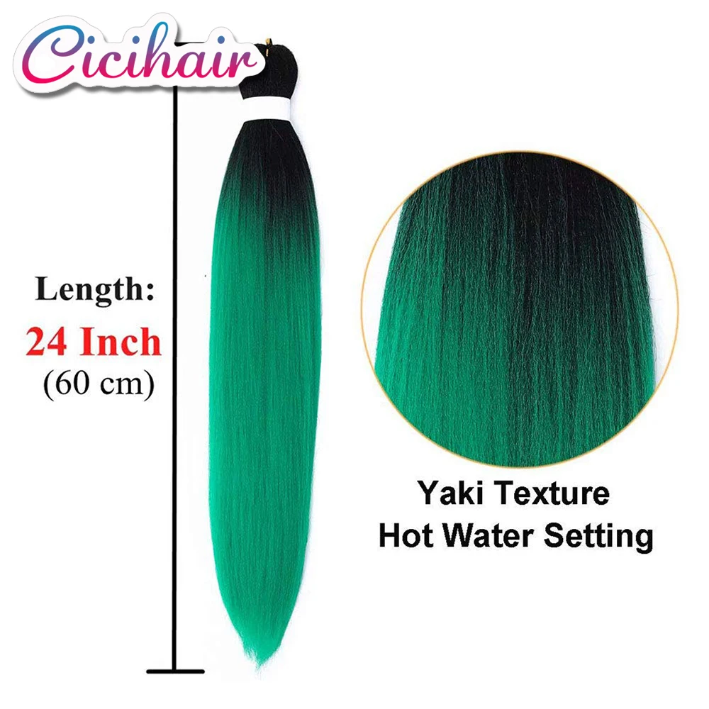 CICIHAIR Synthetic Easy Hair Braids Pre-stretched Ombre Braiding Extensions Afro Jumbo Braid Braided Gradient Green |