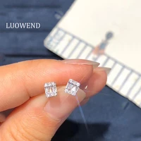 luowend 100 solid 18k white gold women engagement stud earrings certified real natural diamond earring fashion design for lady