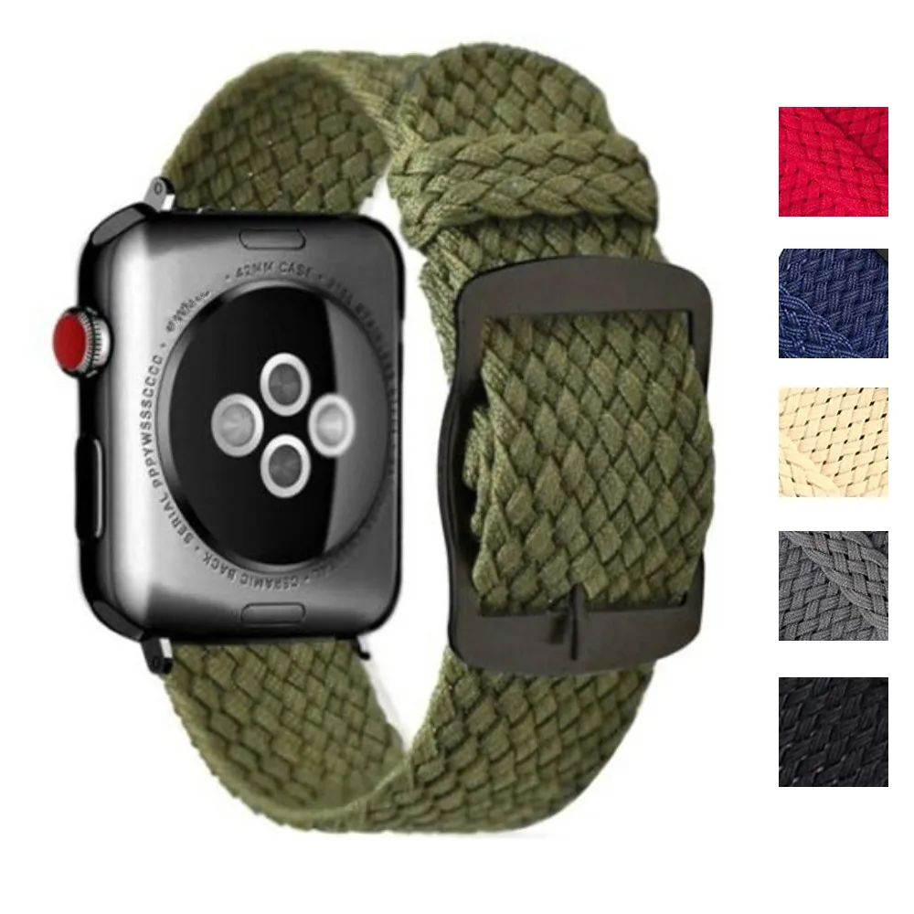 Ремешок тканевый нейлоновый для Apple Watch Band Series 5 4 3 2 38 мм 42 Воздухопроницаемый
