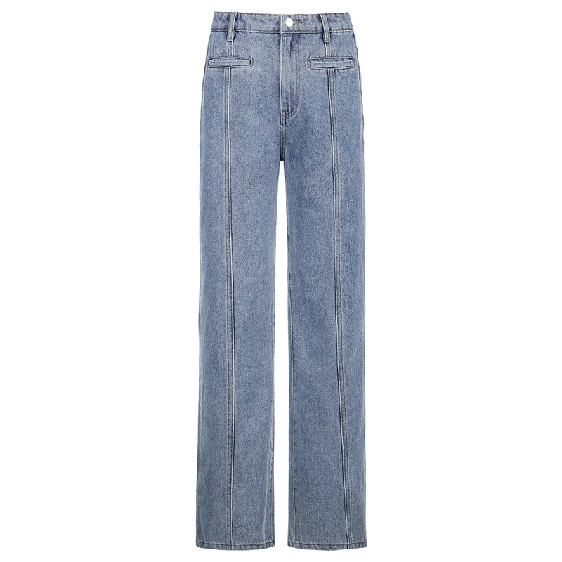 

Y2K Fashion High Waist Stitch Flare Pants 90s Aesthetics Five-Pointed Star Denim Trousers Slim Streetwear Vintage Blue