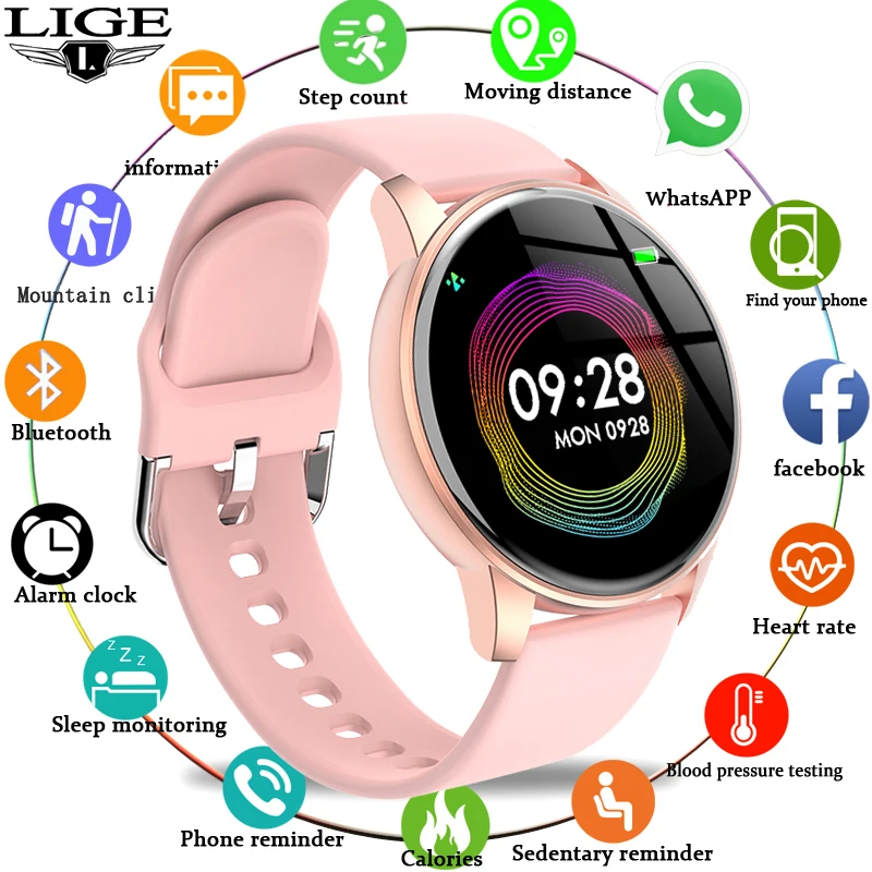 

LIGE New Smart Watch Women Men Smart watch For Android IOS Electronics Smart Clock Fitness Tracker Silicone Strap Smart-watch