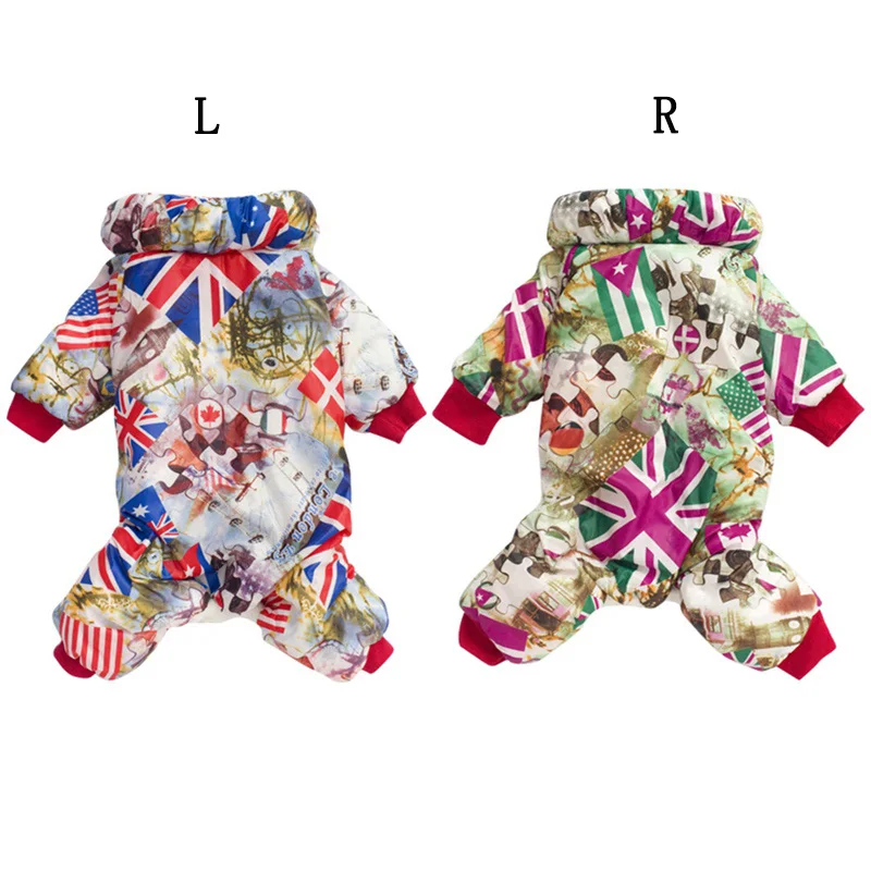 Осенне-зимняя плотная одежда для домашних собак Теплый комбинезон Модная 4 Ногая