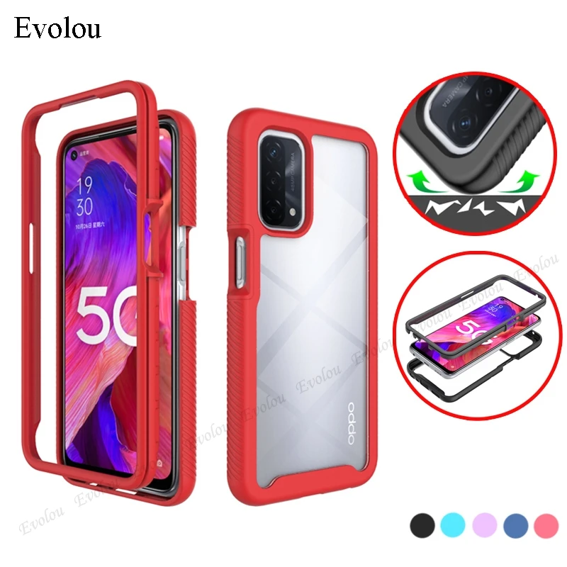 Гибридный противоударный бампер чехол для телефона OPPO A54 A74 5G TPU + PC 2 в 1 прозрачный